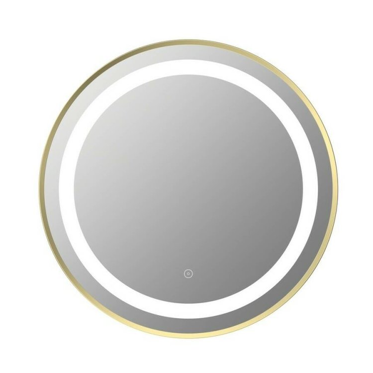 Ajax Bracken 600mm Brushed Brass Round Front Lit LED Mirror