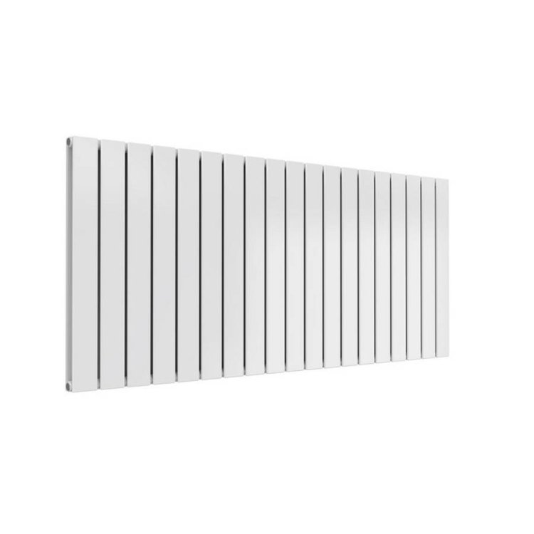 Reina Flat Horizontal White Mild Steel Designer Double Radiator 600 x 1402mm