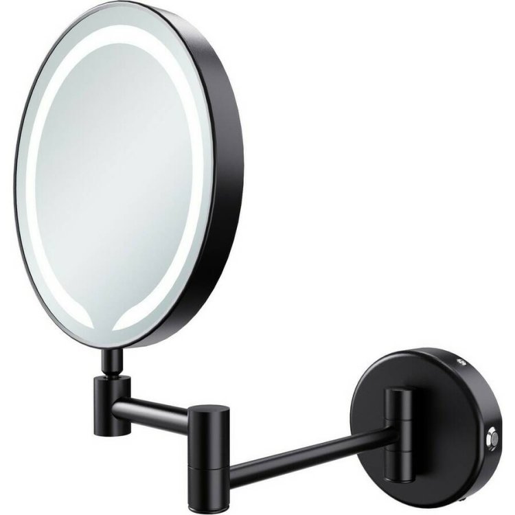 Ajax Bywood Matt Black Round LED Cosmetic Mirror