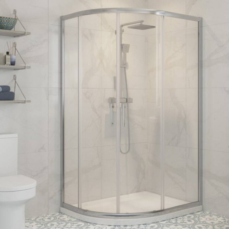 Ajax Keah 6mm Two Door 900 x 760mm Offset Quadrant Chrome Shower Enclosure