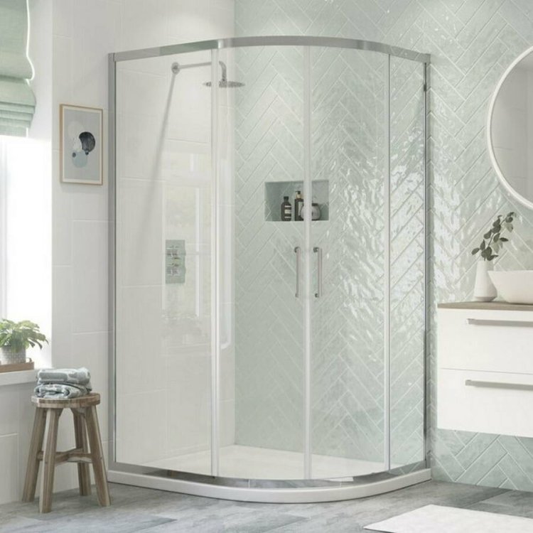 Ajax Tori 8mm Two Door 1000 x 800mm Offset Quadrant Chrome Shower Enclosure