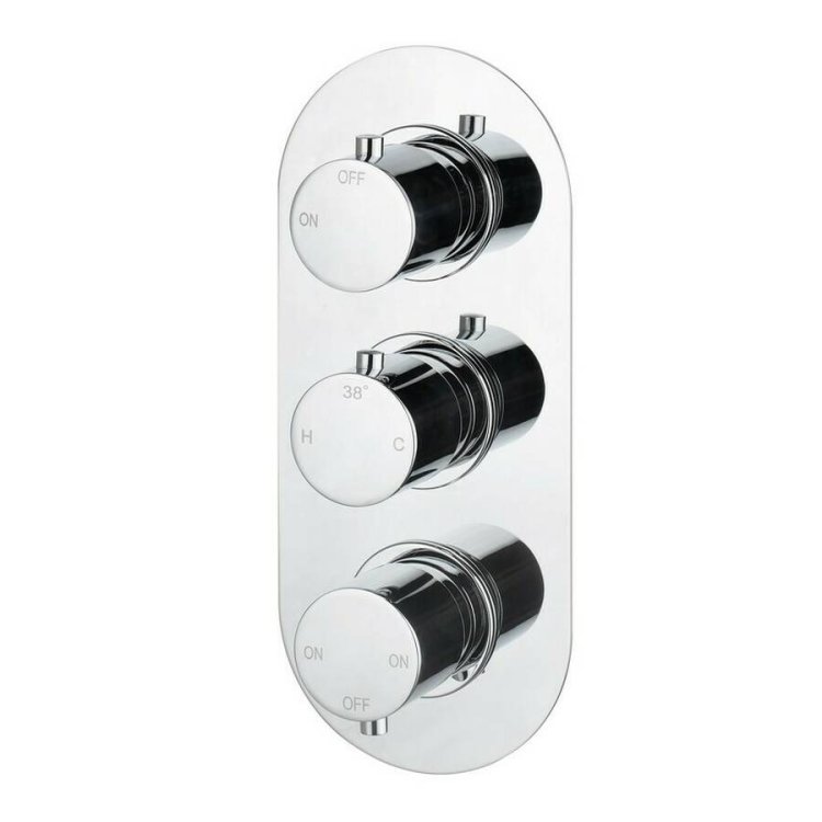 Ajax Barrow Chrome Round Thermostatic Three Outlet Triple Shower Valve