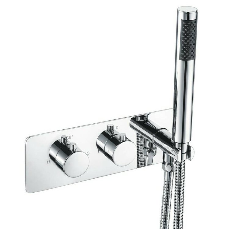 Ajax Halton Chrome Round Thermostatic Two Outlet Shower Valve with Handset