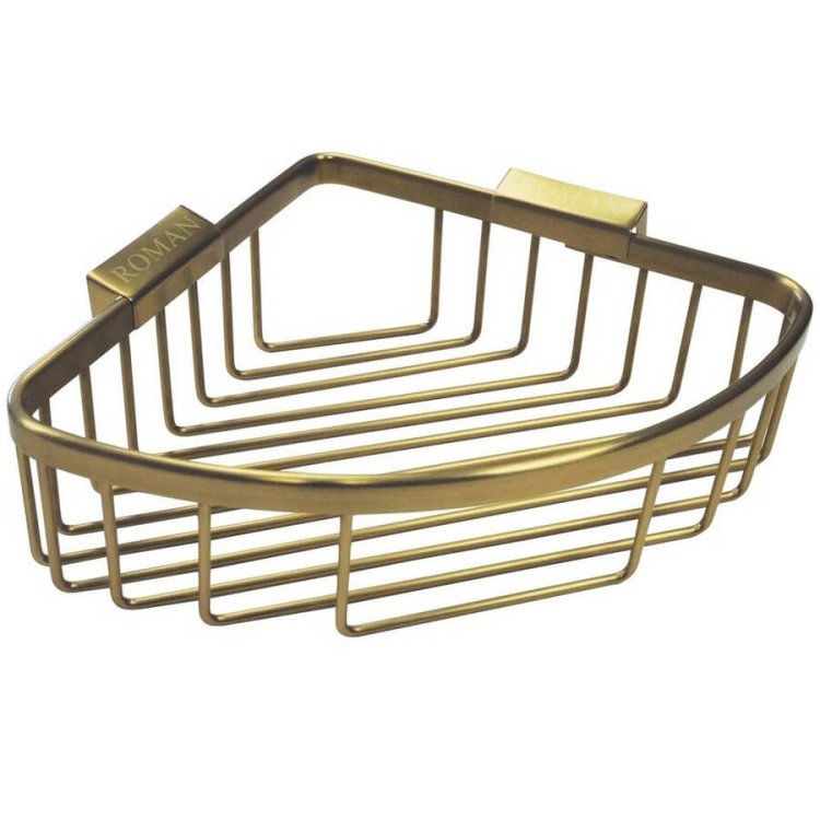 Roman Brushed Brass Large Curved Corner Basket