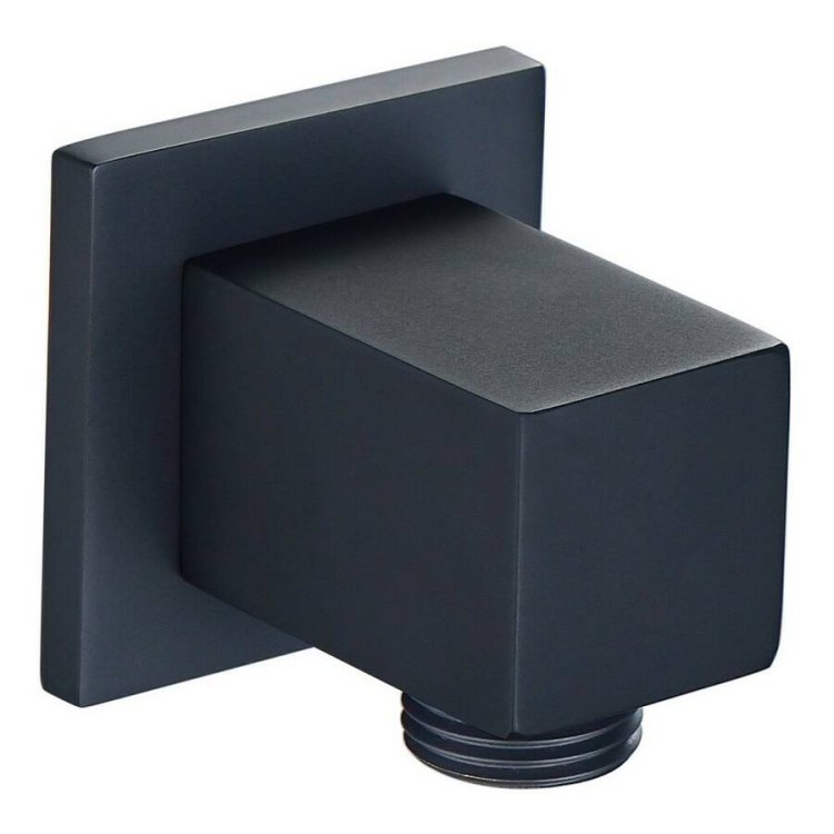 Ajax Matt Black Square Wall Outlet Elbow