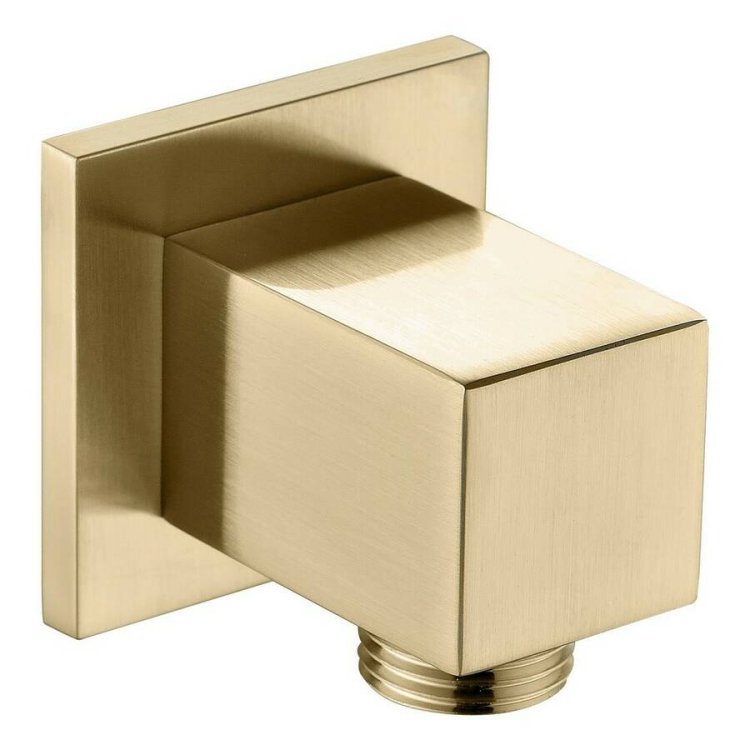 Ajax Brushed Brass Square Wall Outlet Elbow