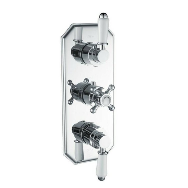 Ajax Beelsby Chrome Traditional Thermostatic Two Outlet Triple Shower Valve