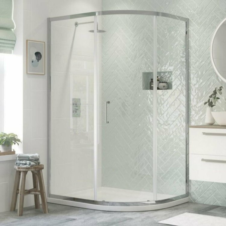 Ajax Tori 8mm One Door 1000 x 800mm Offset Quadrant Chrome Shower Enclosure