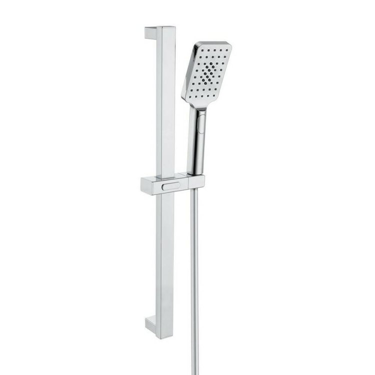 Ajax Square Push Button Shower Kit in Chrome