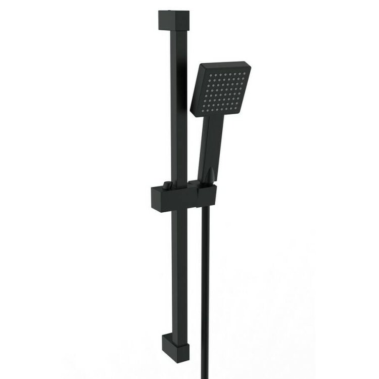 Ajax Matt Black Square Slider Rail Kit and Single Mode Handset