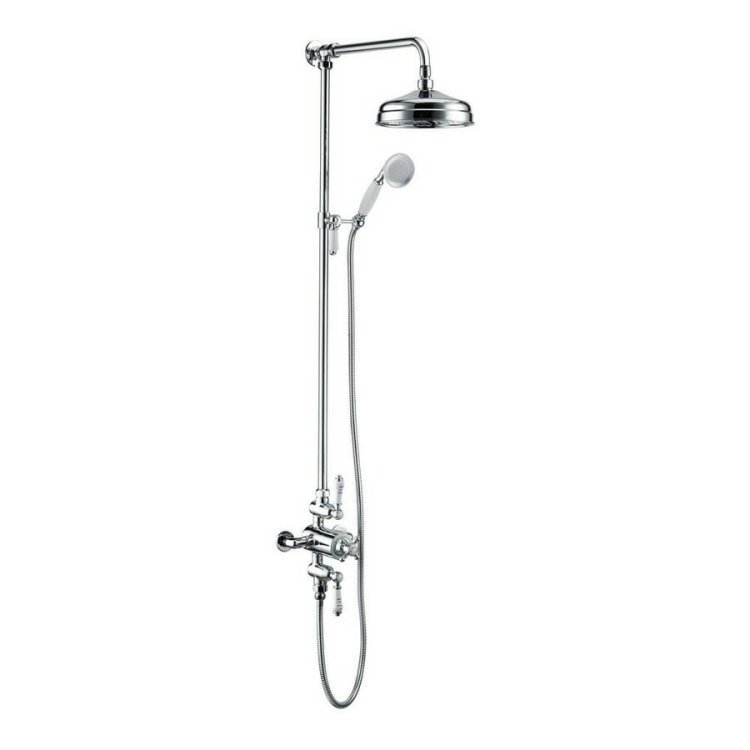 Ajax Beelsby Traditional Two Outlet Shower Valve with Riser Kit and Overhead in Chrome