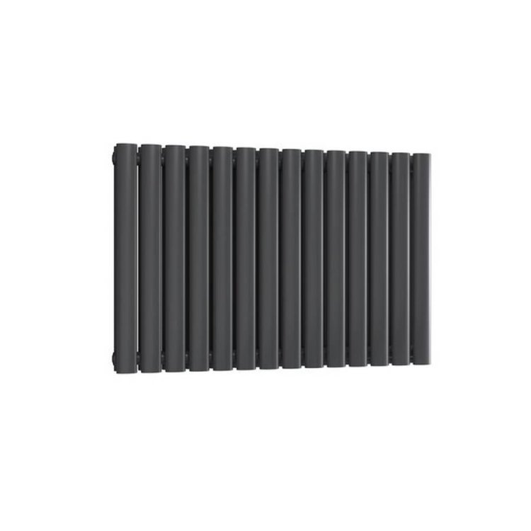 Reina Neva Horizontal Anthracite Mild Steel Designer Double Radiator 550 x 826mm