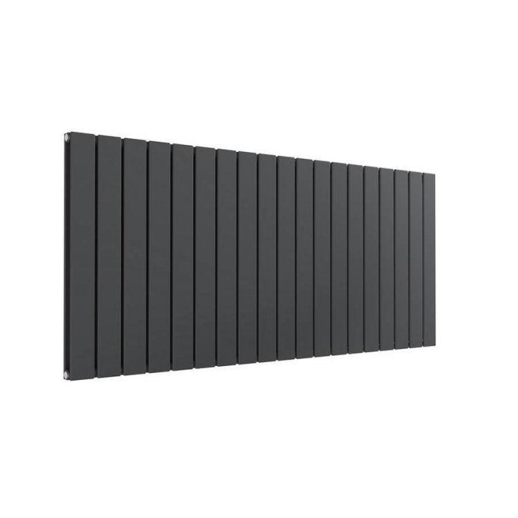 Reina Flat Horizontal Anthracite Mild Steel Designer Double Radiator 600 x 1402mm