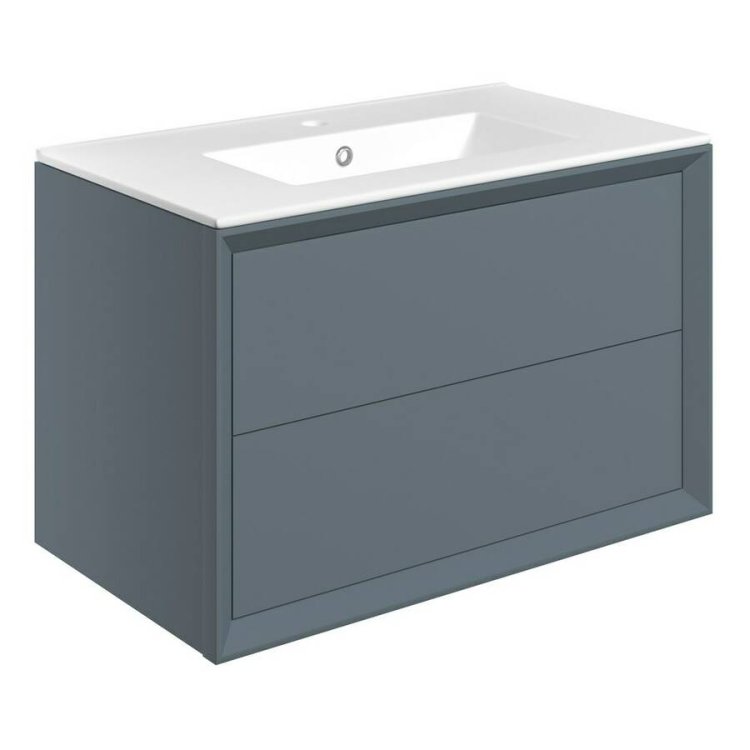 Ajax Yarborough 815mm Matt Storm Blue Wall Hung Vanity Unit