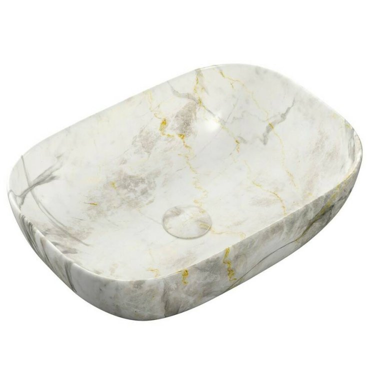 Ajax Cadwell White Marble Ceramic Countertop Basin