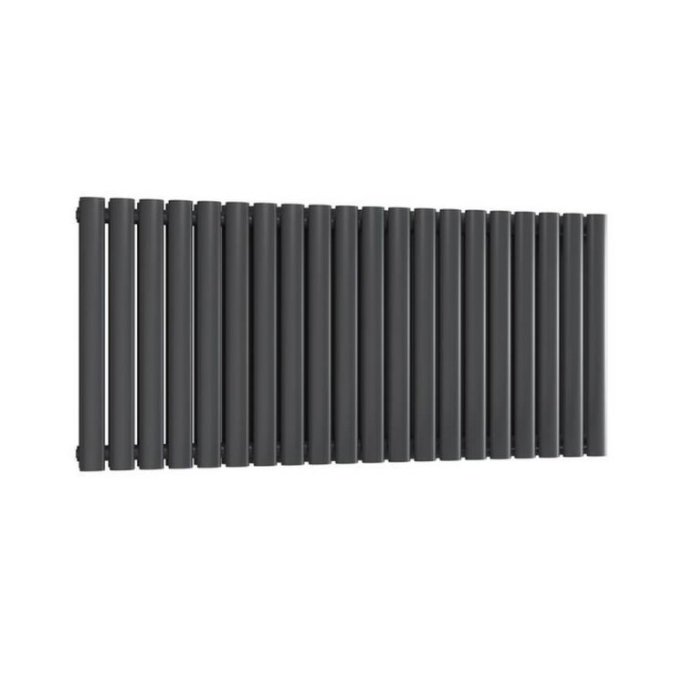 Reina Neva Horizontal Anthracite Mild Steel Designer Double Radiator 550 x 1180mm