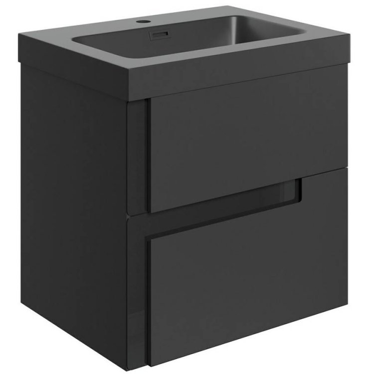 Ajax Brocklesby 605mm Matt Black Wall Hung Vanity Unit with Resin Basin