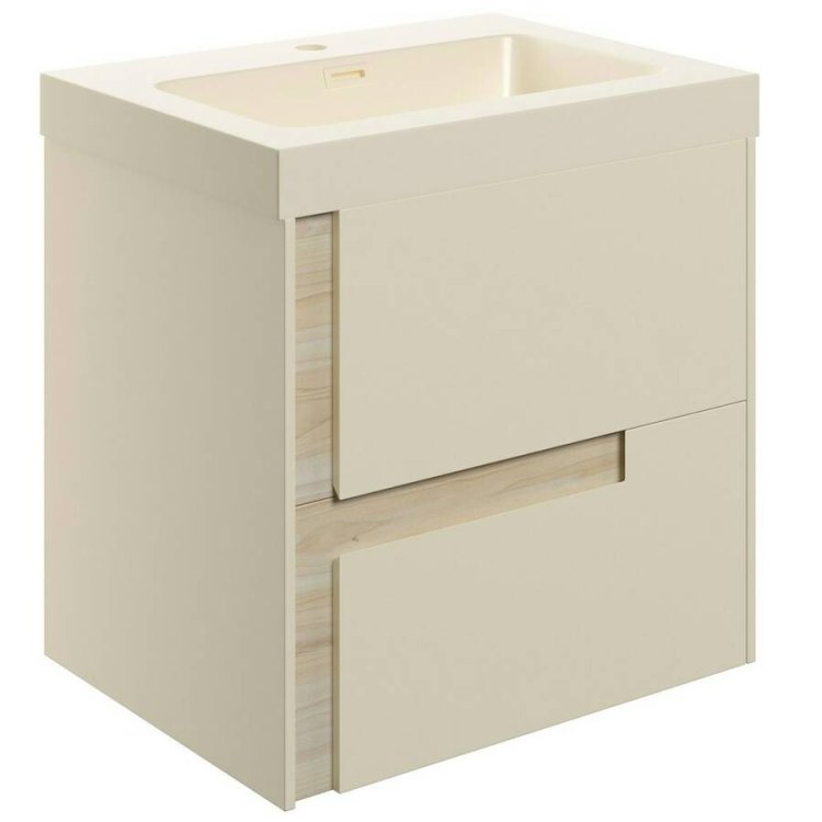 Ajax Brocklesby 605mm Matt Cotton Wall Hung Vanity Unit with Resin Basin