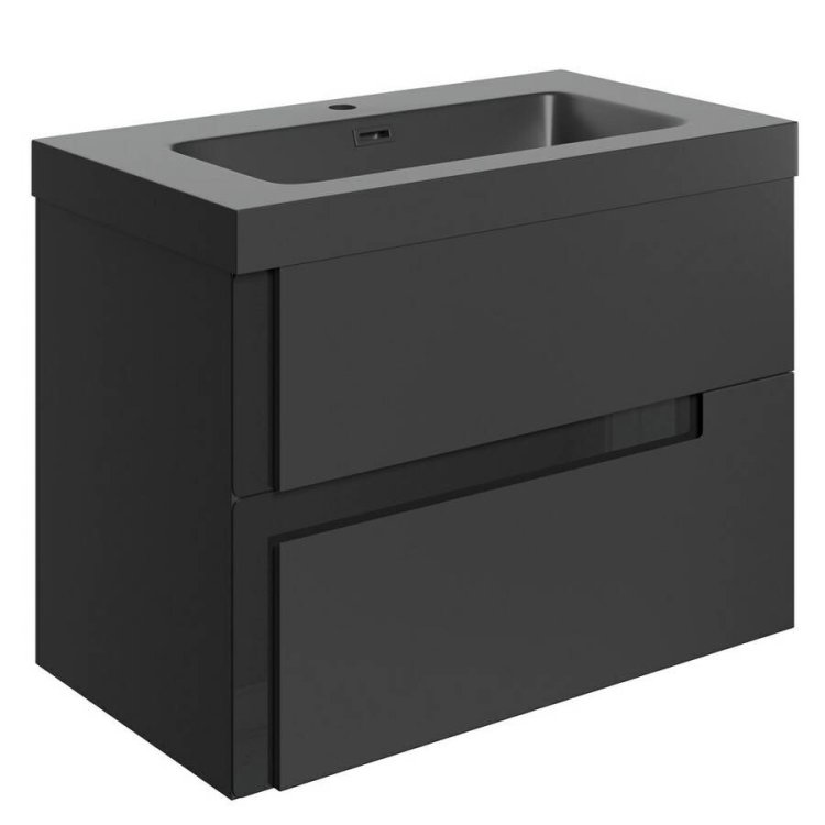 Ajax Brocklesby 805mm Matt Black Wall Hung Vanity Unit with Resin Basin