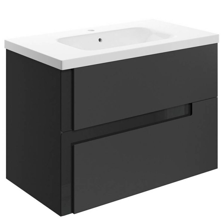 Ajax Brocklesby 815mm Matt Black Wall Hung Vanity Unit with Ceramic Basin