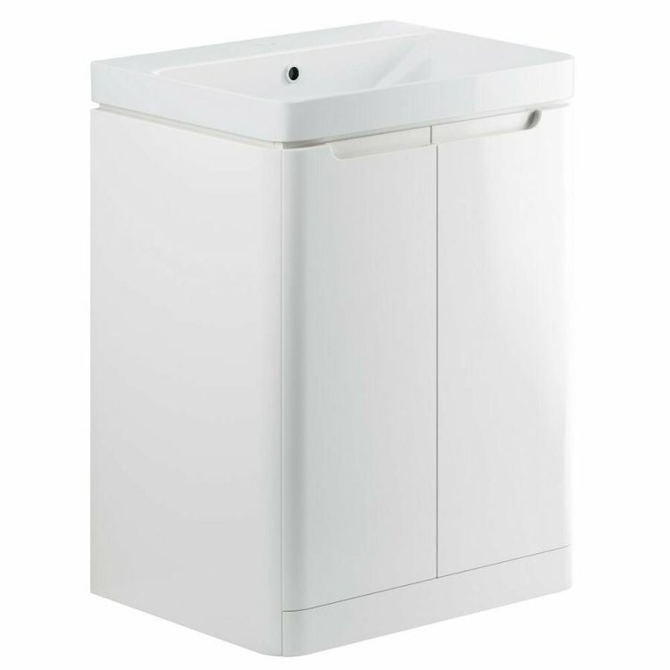 Ajax Ferriby 605mm White Gloss Floor Standing Vanity Unit