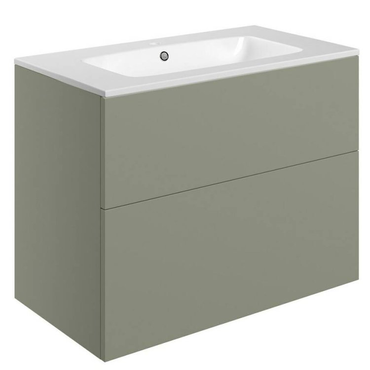 Ajax Somercotes 815mm Matt Olive Green Wall Hung Vanity Unit