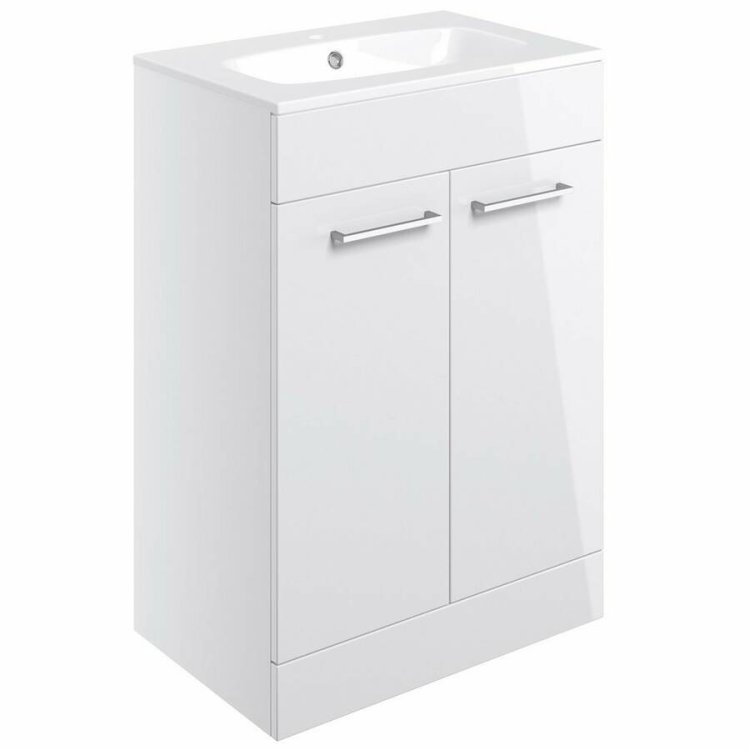 Ajax Walesby 610mm White Gloss Floor Standing Vanity Unit