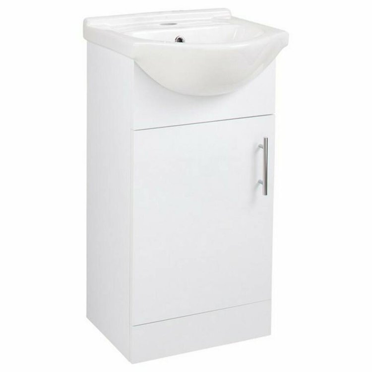 Ajax Tealby 450mm White Gloss Floor Standing Vanity Unit