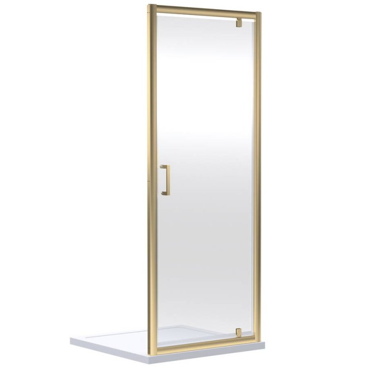 Nuie Rene 900mm Brass Framed 6mm Pivot Shower Door