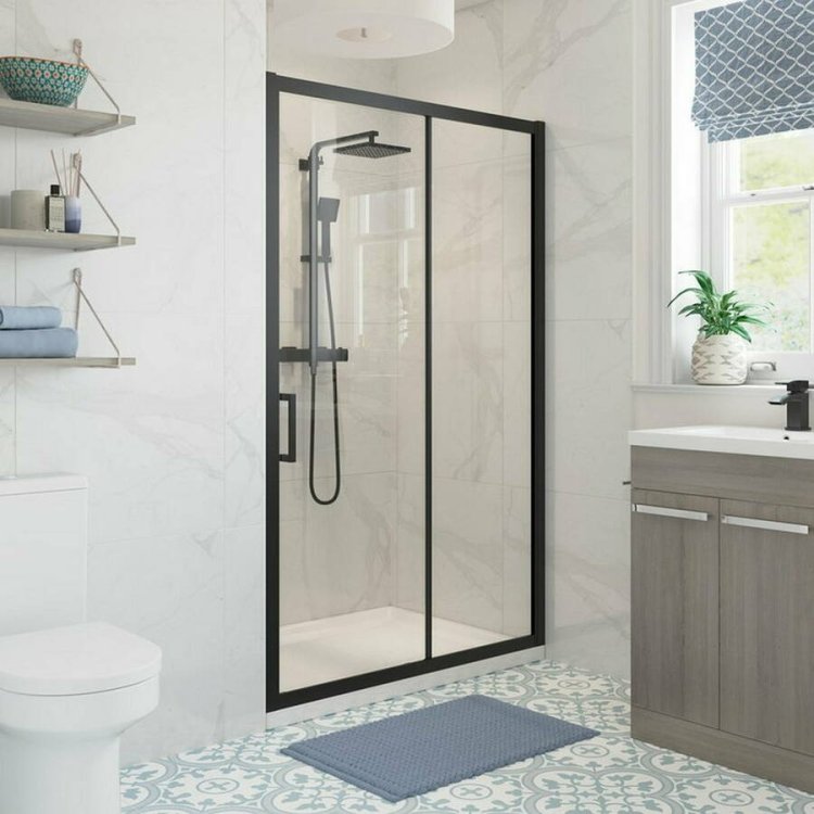 Ajax Keah 6mm Black 1200mm Sliding Shower Door