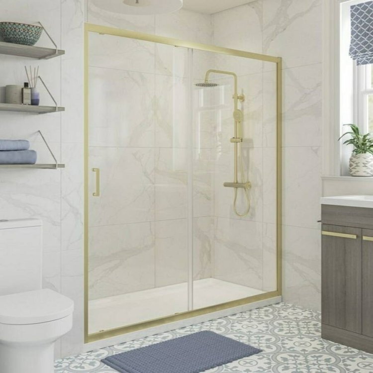 Ajax Keah 6mm Brushed Brass 1200mm Sliding Shower Door