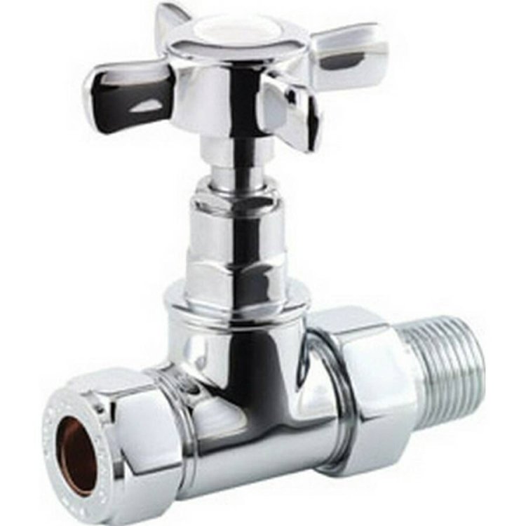 Ajax Traditional Chrome Straight Crosshead Radiator Valves