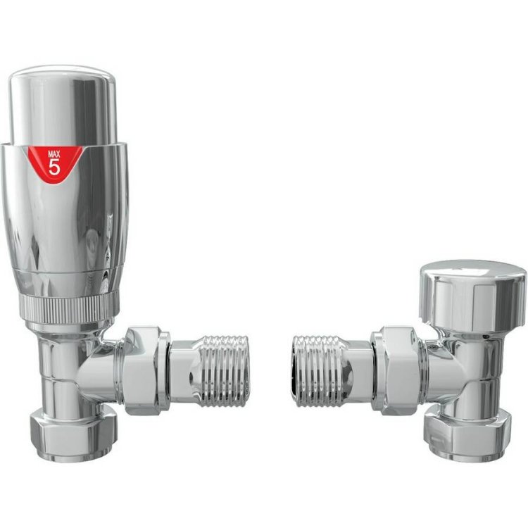 Ajax Round Chrome Angled Thermostatic Radiator Valves