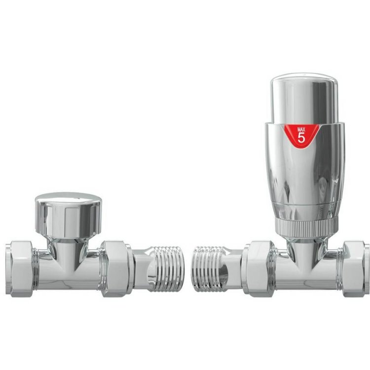 Ajax Round Chrome Straight Thermostatic Radiator Valves