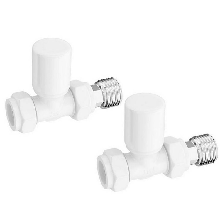 Ajax Patterned White Straight Radiator Valves