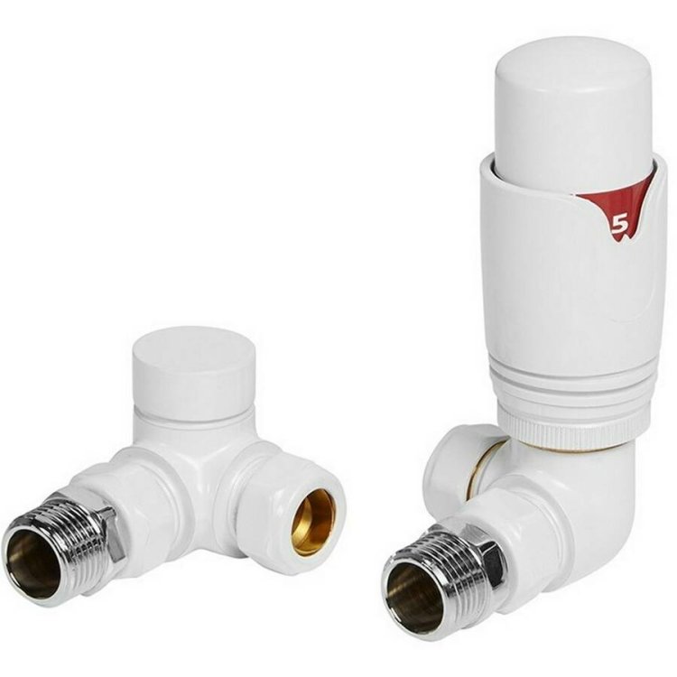 Ajax Round White Corner Thermostatic Radiator Valves