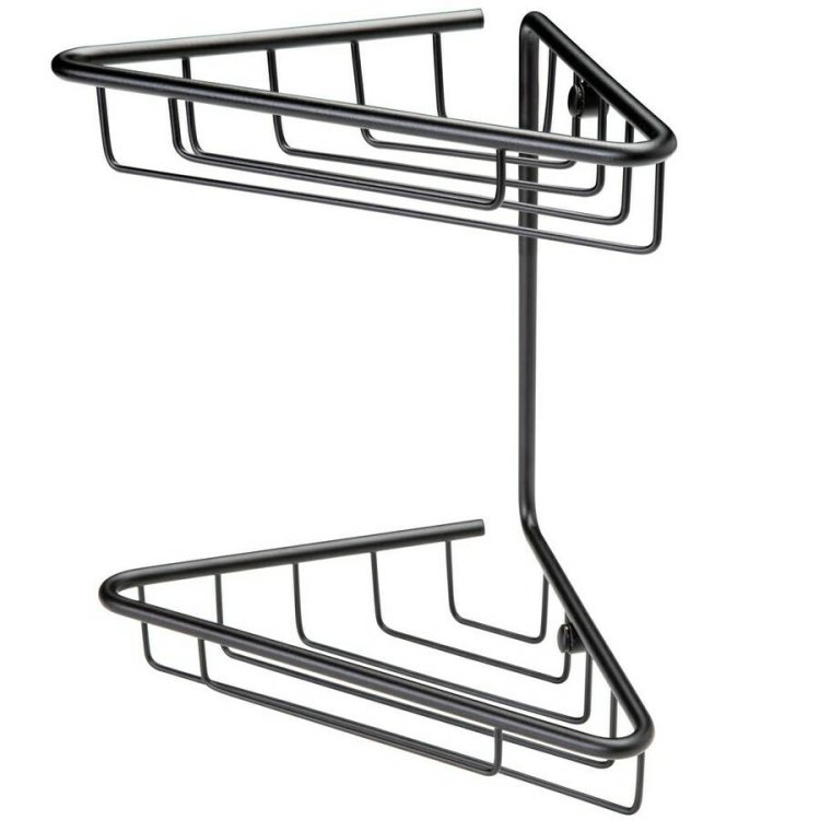 Ajax Linwood Matt Black 2 Tier Corner Shower Baskets