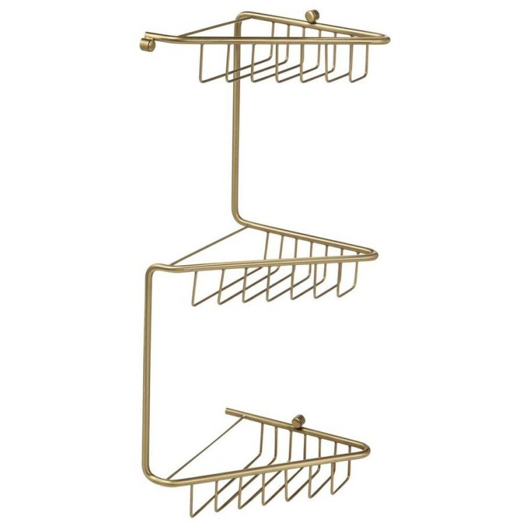 Ajax Linwood Brushed Brass 3 Tier Corner Shower Baskets