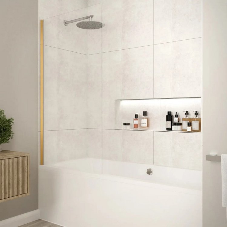 Merlyn Fixed Brushed Bronze Square Bath Screen