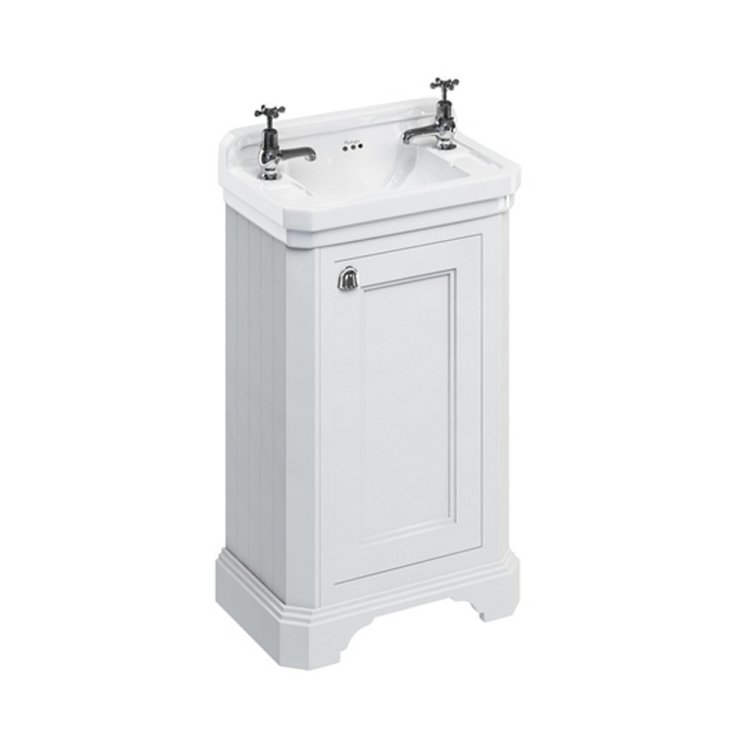 Burlington Cloakroom 510mm Vanity Unit with Basin in Matt White Two Tap Hole Basin