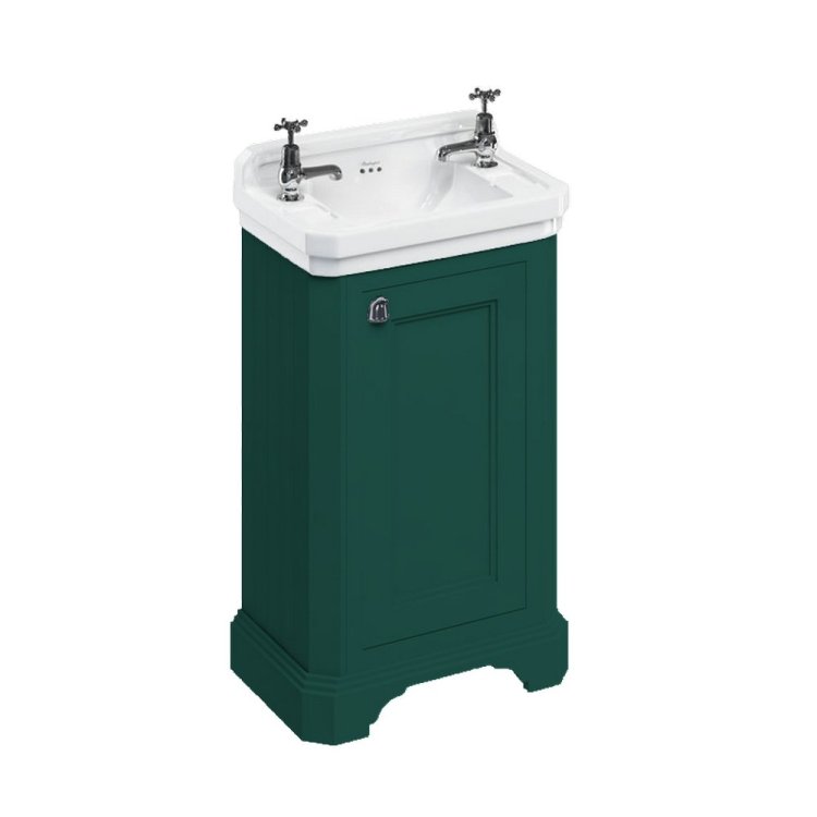 Burlington Cloakroom 510mm Vanity Unit with Basin in Matt Green Two Tap Hole Basin