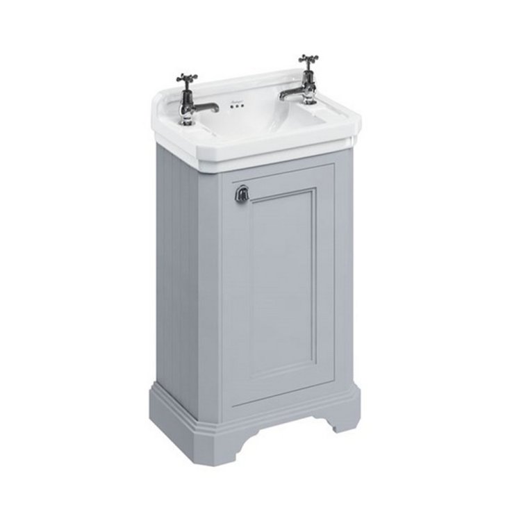 Burlington Cloakroom 510mm Vanity Unit with Basin in Grey Two Tap Hole Basin