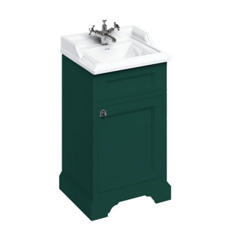 Burlington Classic 500mm Matt Green Cloakroom Vanity Unit with Basin One Tap Hole Basin