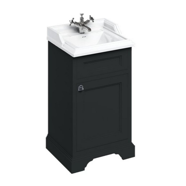 Burlington Classic 500mm Matt Black Cloakroom Vanity Unit with Basin One Tap Hole Basin