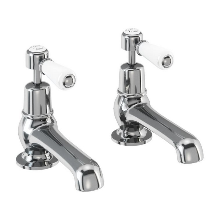 Burlington Kensington Chrome 5 Inch Basin Pillar Taps Standard Base