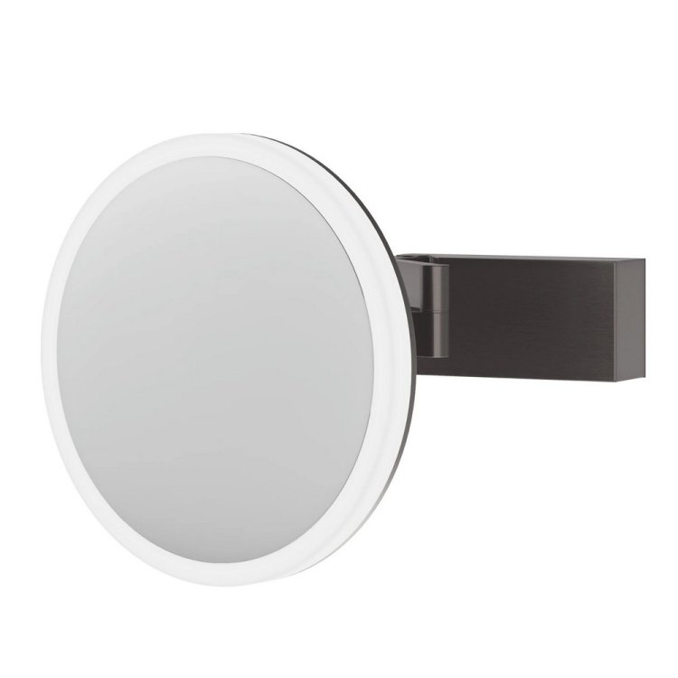 HiB Cirque Gunmetal LED Magnifying Bathroom Mirror 22000