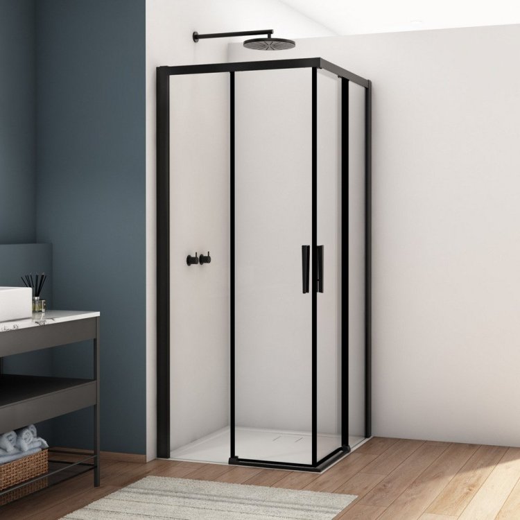 Kudos Divera 800 x 800mm Matt Black Corner Entry Shower Enclosure K22SE2B08050070001