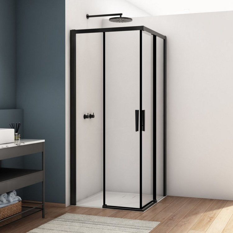 Kudos Divera 900 x 900mm Matt Black Corner Entry Shower Enclosure K22SE2B09050070001