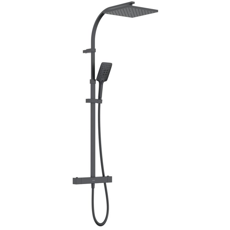 Bristan Quadrato Black Thermostatic Safe Touch Rigid Riser Bar Shower QDSHXDIVCTFFBLK