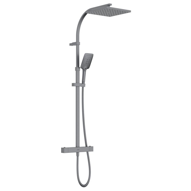 Bristan Quadrato Gunmetal Thermostatic Safe Touch Rigid Riser Bar Shower QDSHXDIVCTFFGM